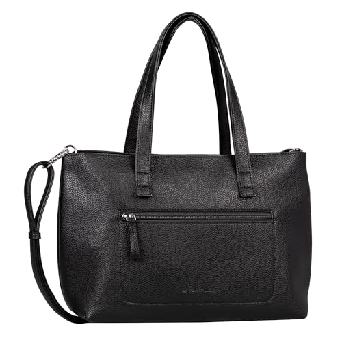 TOM TAILOR Elis Damen Shopper Umhängetasche Reißverschluss Mittelgroß Schwarz von TOM TAILOR