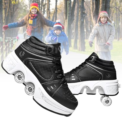 Schuhe mit Rollen fuir Madchen,Rollschuhe Kinder und Sneakers 2 in1, Deformed Roller Skates Jungen als Weihnachts- und Geburtstagsgeschenke (C, EU-39) von TOME.SKATES