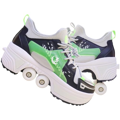 Schuhe mit Rollen fuir Madchen,Rollschuhe Kinder und Sneakers 2 in1, Deformed Roller Skates Jungen als Weihnachts- und Geburtstagsgeschenke (H, EU-37) von TOME.SKATES