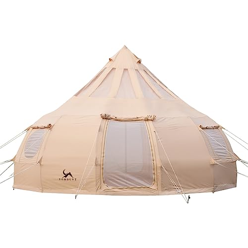 TOMOUNT Tipi Baumwolle Zelt 8 Personen Zwiebelzelt Familienzelt Canvas Pyramiden Jurtenzelt Große Glamping Wassertropfen-Zelt für Camping, Hiking, Festival, Parties, Hochzeit, Musikfest TOMOUNT Tipi Baumwolle Zelt 8 Personen Zwiebelzelt Familienzelt Canvas Pyramiden Jurtenzelt Große Glamping Wassertropfen-Zelt für Camping, Hiking, Festival, Parties, Hochzeit, Musikfest von TOMOUNT