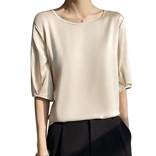 Damen Oberteile,Damen-Satinbluse Sommer Elegant Schlicht Schlicht Rundhalspullover Hemden Oberteile Modisch Halbe Ärmel Tunika-Oberteile Lässig Locker Arbeitsblusen Seiden-T-Shirts Für Damen Und Damen Oberteile,Damen-Satinbluse Sommer Elegant Schlicht Schlicht Rundhalspullover Hemden Oberteile Modisch Halbe Ärmel Tunika-Oberteile Lässig Locker Arbeitsblusen Seiden-T-Shirts Für Damen Und von TOMPPY