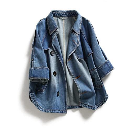 Jeansjacke Mädchen, Damen-Jeansjacke Modisch Blaue Waschung Verblasst Lange Ärmel Knopfleiste Jeans-Trucker-Jacke Vintage-Jeansjacke Mit Lockerem Revers Distressed-Jeansmantel Frühling Übergang Jeansjacke Mädchen, Damen-Jeansjacke Modisch Blaue Waschung Verblasst Lange Ärmel Knopfleiste Jeans-Trucker-Jacke Vintage-Jeansjacke Mit Lockerem Revers Distressed-Jeansmantel Frühling Übergang von TOMPPY