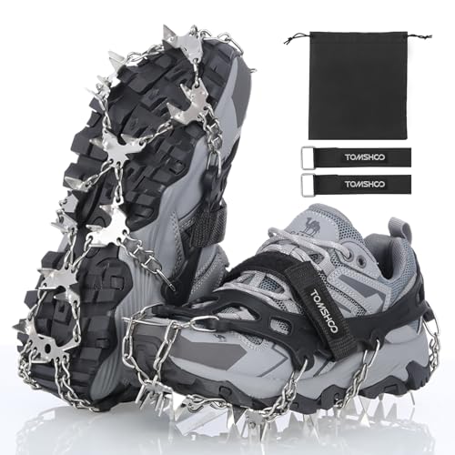 TOMSHOO 32 Spikes Steigeisen Anti-Rutsch-Ketten Spikes Eisklampen Edelstahl Traktion Schnee Griffe Gummiriemen Universal für Schnee Walking Schlamm Klettern Wandern TOMSHOO 32 Spikes Steigeisen Anti-Rutsch-Ketten Spikes Eisklampen Edelstahl Traktion Schnee Griffe Gummiriemen Universal für Schnee Walking Schlamm Klettern Wandern von TOMSHOO