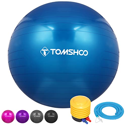 TOMSHOO Anti-Burst Yoga Ball verdickt Stabilit?t Balance Ball Pilates Barre k?rperliche Fitness Gymnastikball 45CM / 55CM / 65CM / 75CM Geschenk Luftpumpe von TOMSHOO