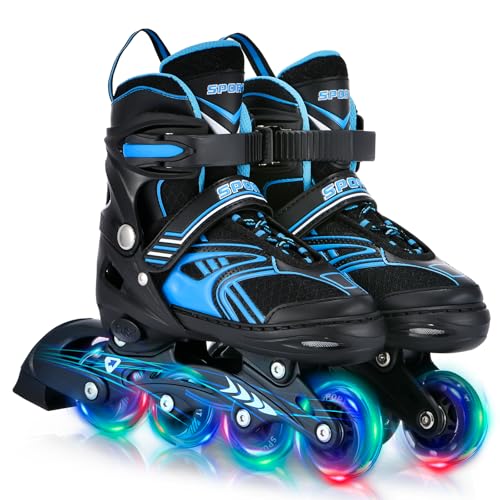 TOMSHOO Inliner, Rollschuhe Inline Roller Skates mit 4 Größen Verstellbar, LED Rädern, Mehrere Größenoptionen, Inlineskates für Kinder Erwachsene Jungen Mädchen, Blau, L TOMSHOO Inliner, Rollschuhe Inline Roller Skates mit 4 Größen Verstellbar, LED Rädern, Mehrere Größenoptionen, Inlineskates für Kinder Erwachsene Jungen Mädchen, Blau, L von TOMSHOO