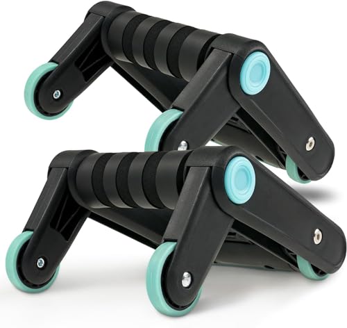 TOMSHOO Liegestützgriffe mit Bauchroller Funktion, 2 in 1 Push up Bar Handle mit Faltbare Rollen, Knie Pad, Rutschfestes Design Workout Equipment für Liegestütz und Bauch Training TOMSHOO Liegestützgriffe mit Bauchroller Funktion, 2 in 1 Push up Bar Handle mit Faltbare Rollen, Knie Pad, Rutschfestes Design Workout Equipment für Liegestütz und Bauch Training von TOMSHOO