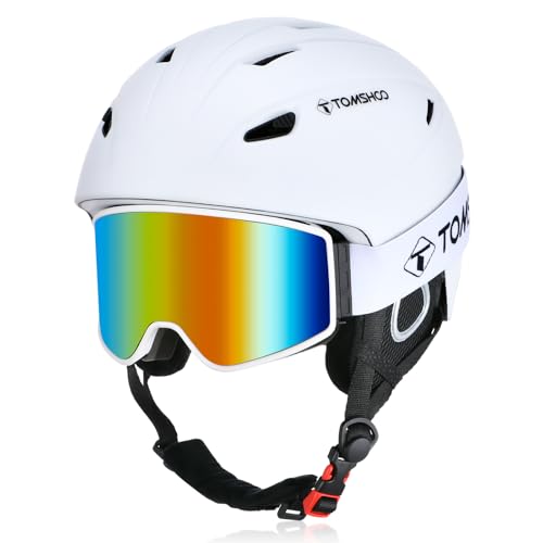 TOMSHOO Skihelm Set, Snowboard Helm mit Skibrille, Ohrenschützer, Belüftungsöffnungen, Ski Helmet & Goggle für Herren Damen, L, Weiß TOMSHOO Skihelm Set, Snowboard Helm mit Skibrille, Ohrenschützer, Belüftungsöffnungen, Ski Helmet & Goggle für Herren Damen, L, Weiß von TOMSHOO