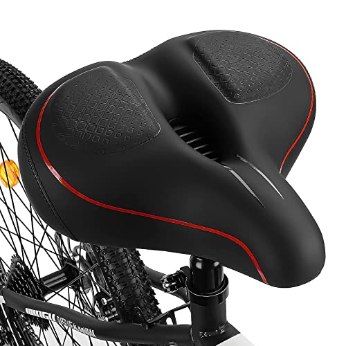 TONBUX Fahrrad Sattel Breiter Fahrradsattel, Atmungsaktiv Bequem Weich Für Damen Herren Rot TONBUX Fahrrad Sattel Breiter Fahrradsattel, Atmungsaktiv Bequem Weich Für Damen Herren Rot von TONBUX