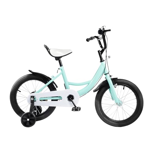 TONFEION Kinderfahrrad 16 Zoll Kinder Fahrrad mit Schutzblechen, höhenverstellbares Kinderfahrrad für Jungen und Mädchen von 5-8 Jahren, 100-135 cm (Grün) von TONFEION