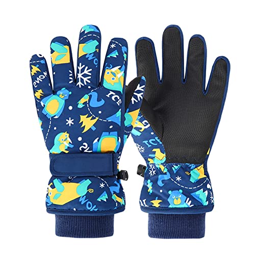 TONIFAY Handschuhe Kinder Fahrradhandschuhe Winter Skihandschuhe für 2-13 Jahre Mädchen Jungen Fäustlinge Wasserdicht Winddichte Winterhandschuhe Skifahren Snowboard (S（4-6 Jahre）, Navy) von TONIFAY