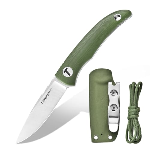 TONIFE Nova Neck Knife mit Scheide Lanyard und Clip, 68mm Feststehendes Klinge Kleine Hals Messer Neck Knife für Outdoor Edc (Grün+Satin) von TONIFE