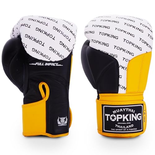 TOP KING BOXING Boxhandschuhe, Full Impact, gelb-schwarz-weiß (10 Oz) von TOP KING BOXING