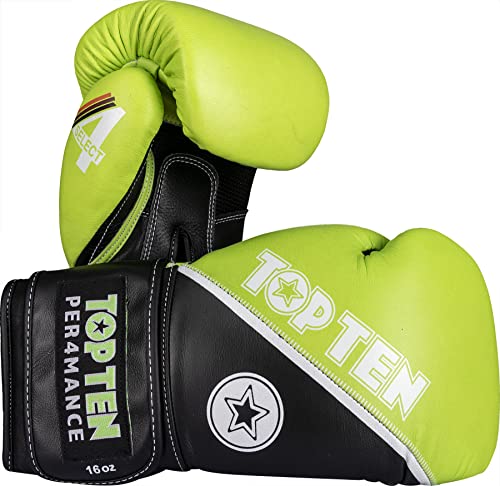 Boxhandschuhe „4Select“ aus Leder - grün-schwarz, 14 oz von TOP TEN