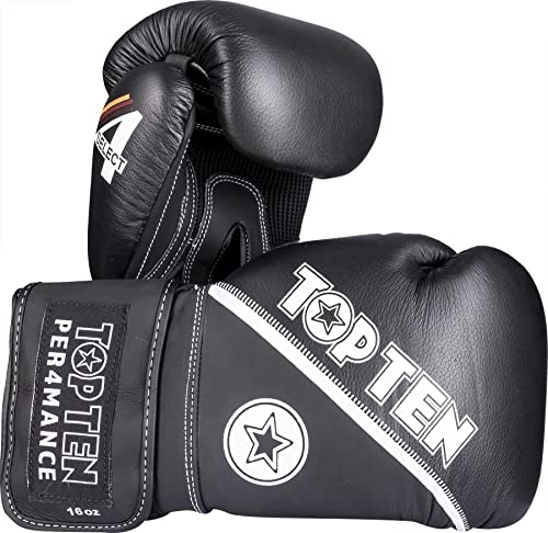 TOP TEN Boxhandschuhe „4Select“ aus Leder - schwarz, 10 oz von TOP TEN