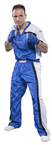 T-Shirt mit V-Ausschnitt zum Kickboxen „Kickboxjacke Mesh“ - blau-Weiss, Gr. XXL von TOP TEN