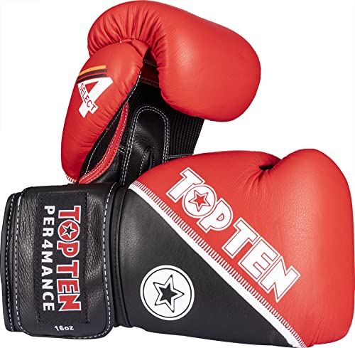 TOP TEN Boxhandschuhe „4Select“ aus Leder - rot-schwarz, 14 oz TOP TEN Boxhandschuhe „4Select“ aus Leder - rot-schwarz, 14 oz von TOP TEN