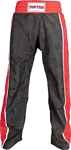 TOP TEN Kickboxhose „Stripes“ - Gr. S = 160 cm, schwarz-rot von TOP TEN