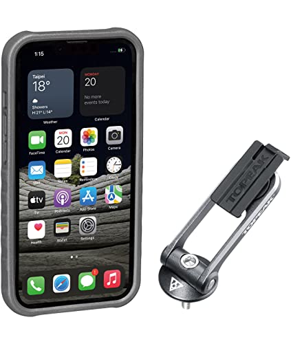 Topeak Unisex – Erwachsene RideCase für iPhone 13 Pro, Black/Gray, mit Halter Smartphone-Hüllen, Schwarz, 15,4 x 7,9 x 15 cm von TOPEAK