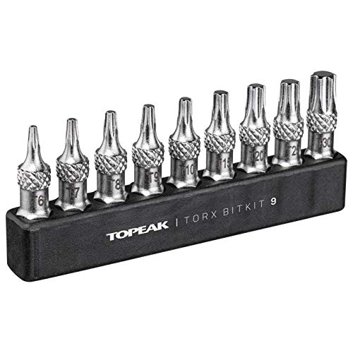 Topeak Unisex – Erwachsene Torx Bitkit 9 Miniwerkzeuge, Silber-Schwarz, 7,6cm von TOPEAK