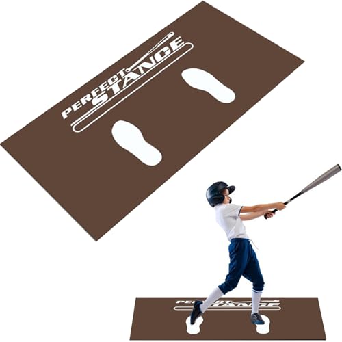 TOPIND Trainingsmatte für Baseball, Schlagmatte für Baseball, Schlagmatte für Baseball mit Fußabdrücken, Schlagtrainer für Baseball (B, 60 x 90 cm) von TOPIND