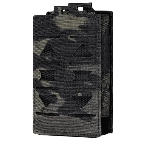 TOPTACPRO Single Mag Pouch 5.56mm Rifle Magazine Pouches Molle elastische Magazinhalter für M4 AR 5.56 Magazine 500D Nylon(Multi-camo Black) von TOPTACPRO