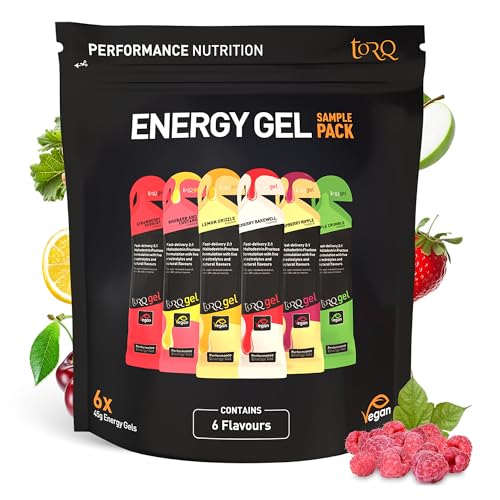Torq Energy Gel Probe 6er Pack - Ultimate On The Go Quick Release Energy - 30g Kohlenhydrate - Laufen/Radfahren/Sportgele - Schnupperpack - Natürlich & Vegan Torq Energy Gel Probe 6er Pack - Ultimate On The Go Quick Release Energy - 30g Kohlenhydrate - Laufen/Radfahren/Sportgele - Schnupperpack - Natürlich & Vegan von TORQ