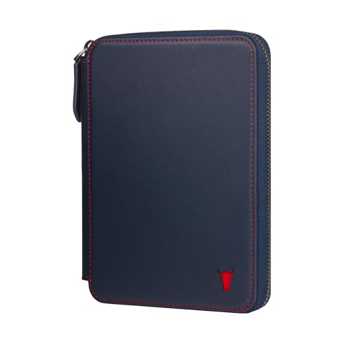 TORRO Reisebrieftasche - Reisebrieftasche aus echtem Leder mit Reisepasshalter und abnehmbarem Kartenhalter (Blau) von TORRO