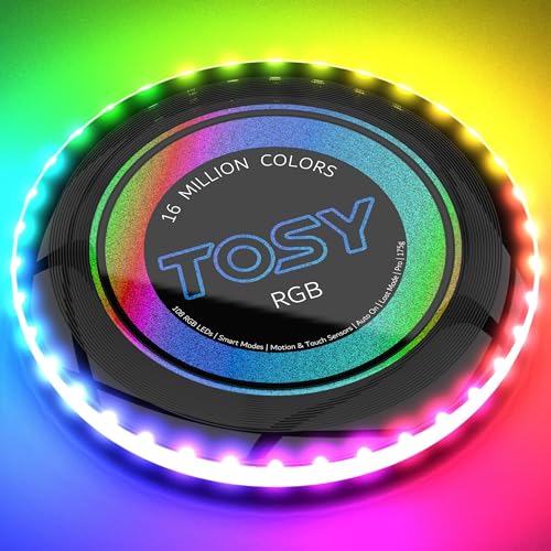 TOSY Flying Disc – 16 Millionen RGB-Farben oder 36 LEDs, Hell, Smart-Modi, automatisches Aufleuchten, wiederaufladbar, Geburtstags, Camping, Männer/Jungen/Kinder, 175g Frisbee von TOSY