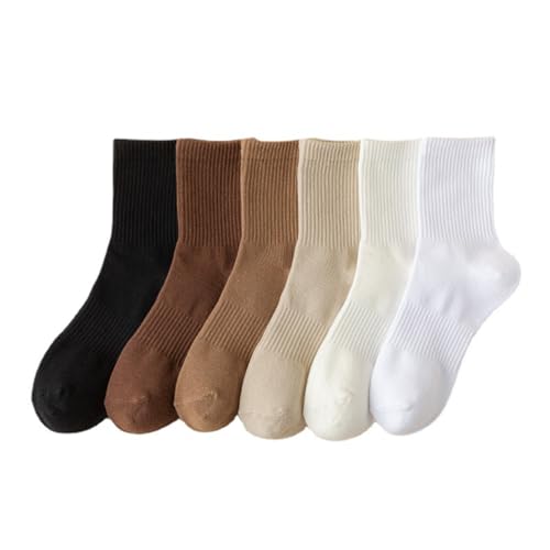 6 Paar Bequeme, Lässige, Atmungsaktive, rutschfeste Wadensocken, Gestreifte Unisex-Baumwollsocken (One-Size,6pc-H) von TOTDYIKH