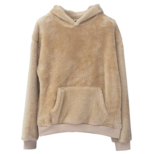 Herren-Kapuzenpullover aus Plüschfleece mit Langen Ärmeln und Kängurutasche, Winter- und Herbstjacke mit Kapuze (Small,Khaki) von TOTDYIKH