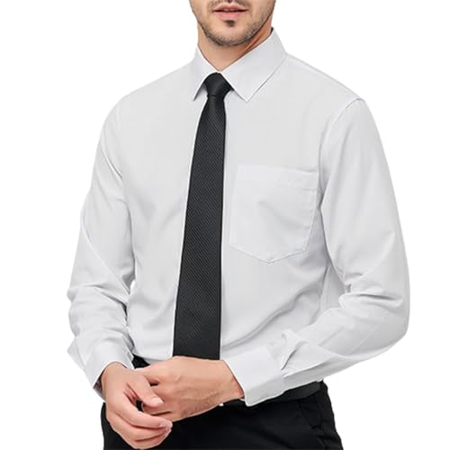 Herrenhemden, Knitterfreies, Langärmeliges Button-Down-Hemd, Einfarbig, Stretch, Slim Fit, Business-Freizeithemden (X-Large,White) von TOTDYIKH