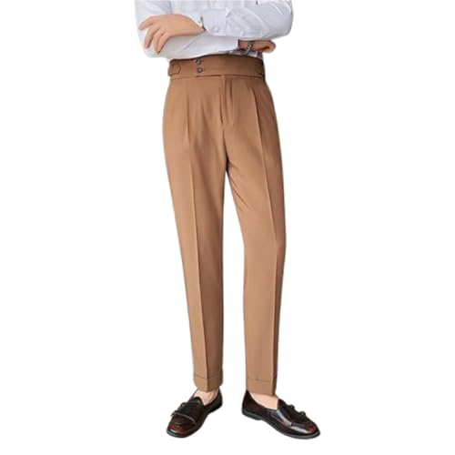 Mixgent-Hosen Für Herren, Hoch Taillierte Bundfaltenhose Für Herren, Slim Fit-Anzughose Für Herren (Coffee,30) von TOTDYIKH