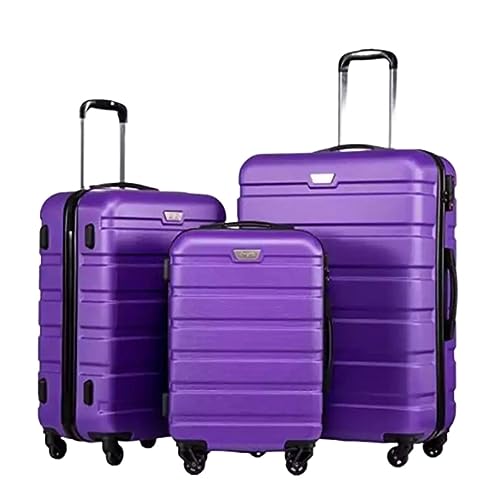 TOTIKI Koffer 3-teiliges ABS-Gepäckset Mit TSA-Schlössern, Inklusive 20", 24", 28" Spinner-Koffer Rollkoffer (Color : Purple, Size : 20+24+28in) von TOTIKI