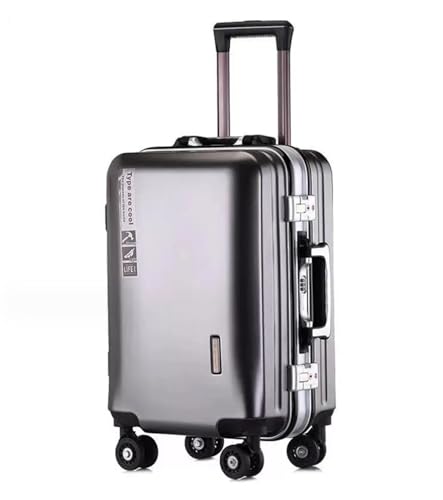 TOTIKI Koffer Aluminiumrahmen-Gepäck, USB-Aufladung, Mehrschichtiger Verbundwerkstoff, Verschleißfest Und Kratzfest Rollkoffer (Color : E, Size : 24in) von TOTIKI
