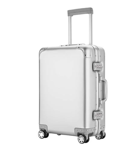 TOTIKI Koffer Hartschalen-Handgepäck Aus Aluminiumlegierung Mit Spinner-Rädern, Leichte Koffer Rollkoffer (Color : Silver, Size : 20inch) von TOTIKI