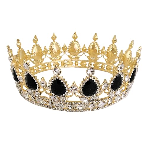 TOVINANNA 1 STK Runde Krone Süße Haarstütze Barocke Tiaras Kopfbedeckungen Barocke Tiara Aus Strasssteinen Abschlussball Requisiten Anmutige Kopfbedeckung Diamant Braut Legierung Black von TOVINANNA