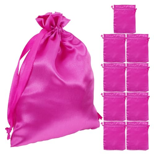 TOVINANNA 10er Set Kosmetiktaschen Für Damen Drawstring Beutel Aus Glänzendem Satin Praktische Reisetasche Für Toilettenartikel Und Make up Aufbewahrung von TOVINANNA