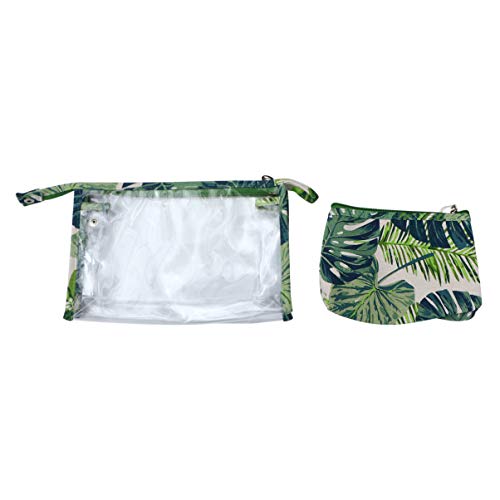 TOVINANNA 2-teiliges Set mit Modischem Tropischem Monstera-Druck Reise-kulturtasche Make-up-Tasche Tragbare Aufbewahrungstasche von TOVINANNA