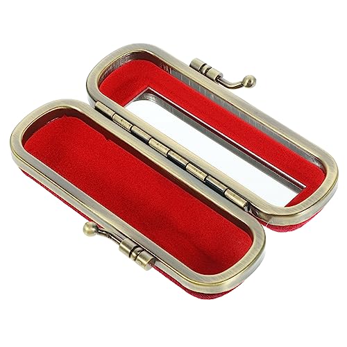 TOVINANNA Retro Lippenstift Etui Für Damen Tragbare Lippenstift Mit Spiegel Lippenstift Halter Weinrot Kompakte Kosmetiklösung Für Unterwegs von TOVINANNA