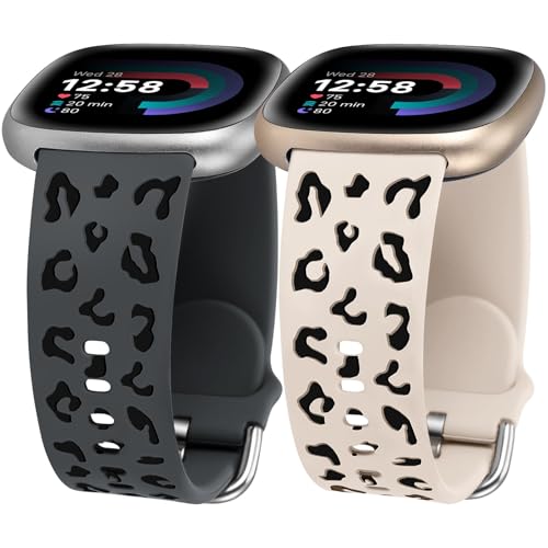 TOYOUTHS 2 Stück Leopard Gravierte Armband kompatibel mit Fitbit Versa 4/Versa 3/Sense 2/Sense Armband, Frauen Männer Zweifarbig Gepard Sport Loop Silikon Armbänder für Versa 4, Schwarz/Polarstern TOYOUTHS 2 Stück Leopard Gravierte Armband kompatibel mit Fitbit Versa 4/Versa 3/Sense 2/Sense Armband, Frauen Männer Zweifarbig Gepard Sport Loop Silikon Armbänder für Versa 4, Schwarz/Polarstern von TOYOUTHS