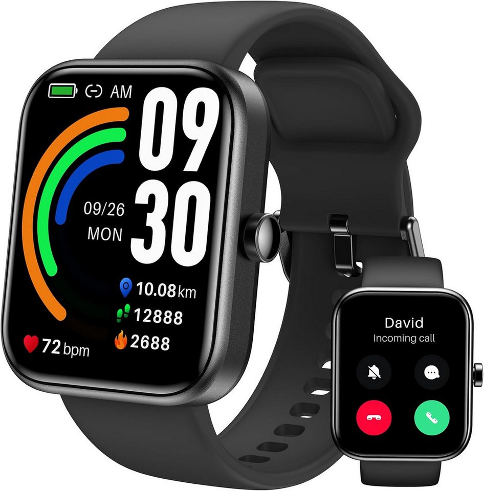 TOZO mit hoher Auflösung und beeindruckender Farbwiedergabe Smartwatch (1,83 Zoll, Android, iOS), mit Herzfrequenz, Blutsauerstoff-, Schlaf-Monitor IP68 wasserdicht von TOZO