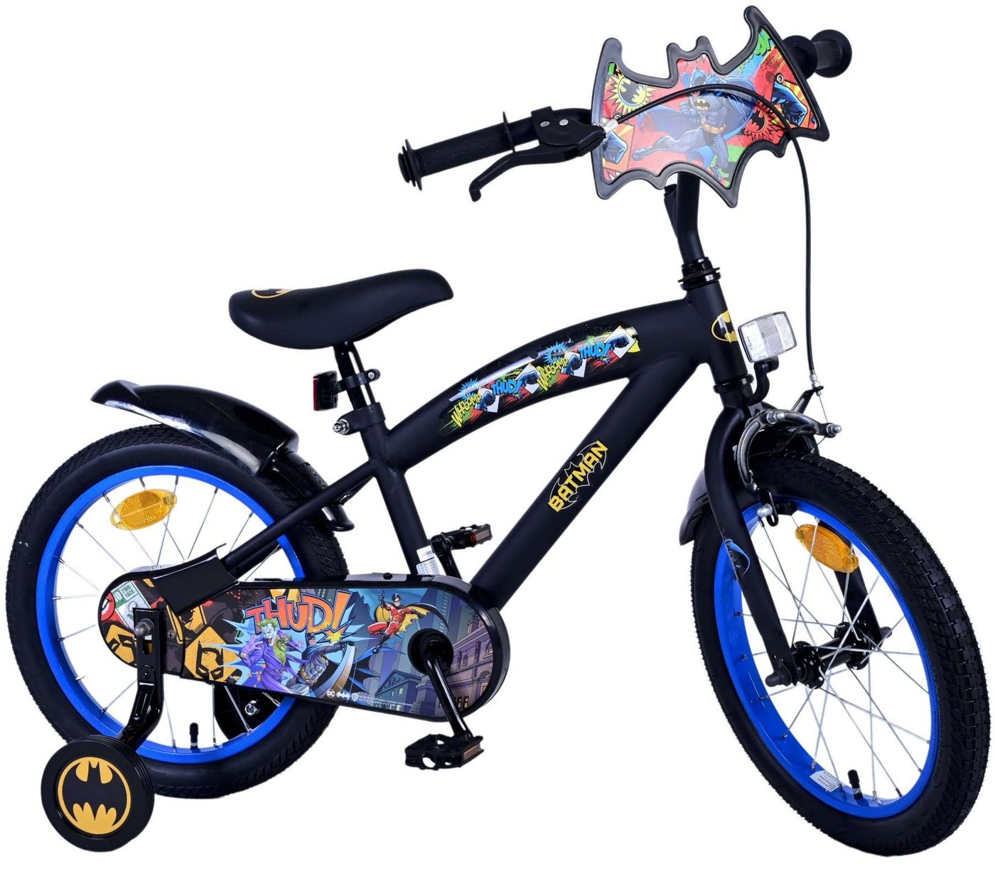 TPFSports Kinderfahrrad DC Batman 16 Zoll Rücktritt und Handbremse, 1 Gang, (Jungsfahrrad - Jungen Kinderrad - ohne Schaltung - Sicherheitsgriffe), Kinder Jugend Fahrrad 16 Zoll - Jungsfahrrad - Schwarz von TPFSports