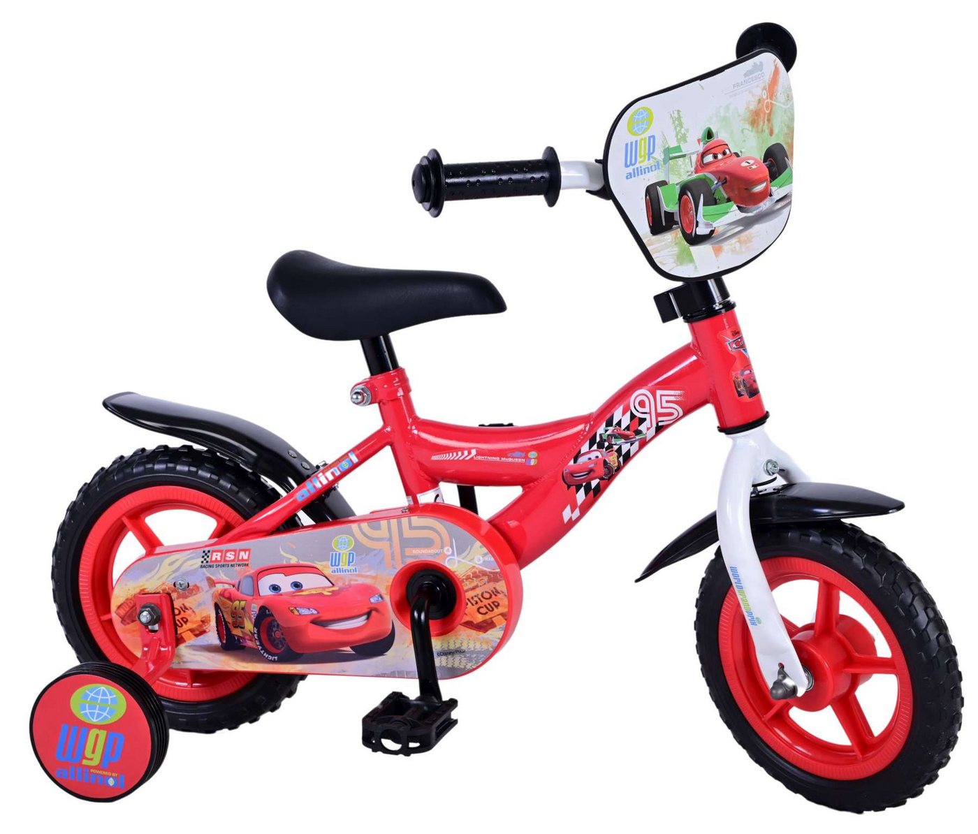 TPFSports Kinderfahrrad Disney Cars 10 Zoll, 1 Gang, (Jungs Fahrrad - Rutschfeste Sicherheitsgriffe), Kinder Fahrrad 10 Zoll mit Stützräder Laufrad Jungen Kinderrad von TPFSports