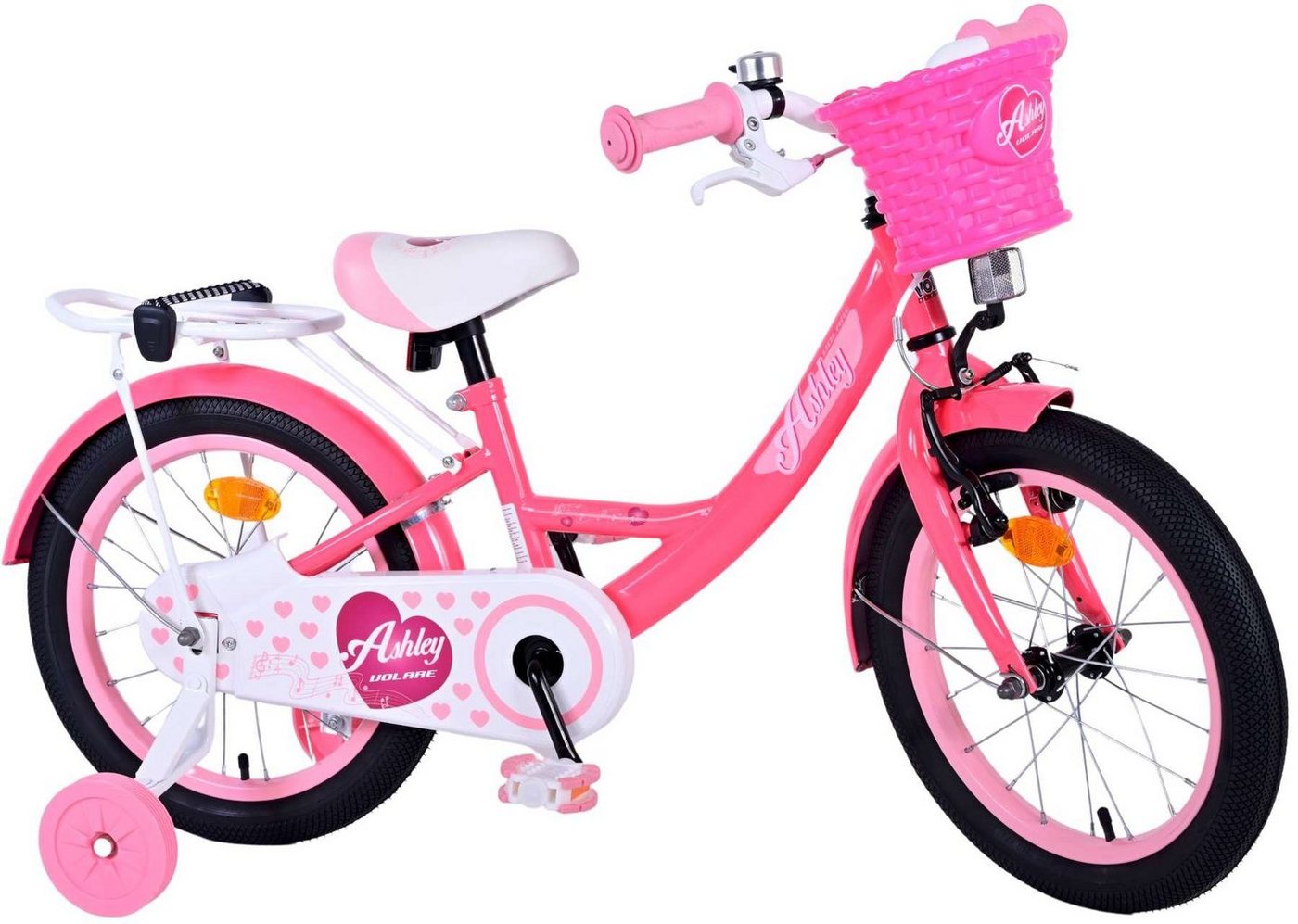 TPFSports Kinderfahrrad Volare Ashley 16 Zoll mit Rücktritt + Handbremse, 1 Gang, (Mädchen Fahrrad - Rutschfeste Sicherheitsgriffe), Kinder Fahrrad 16 Zoll mit Ständer Laufrad Mädchen Kinderrad von TPFSports