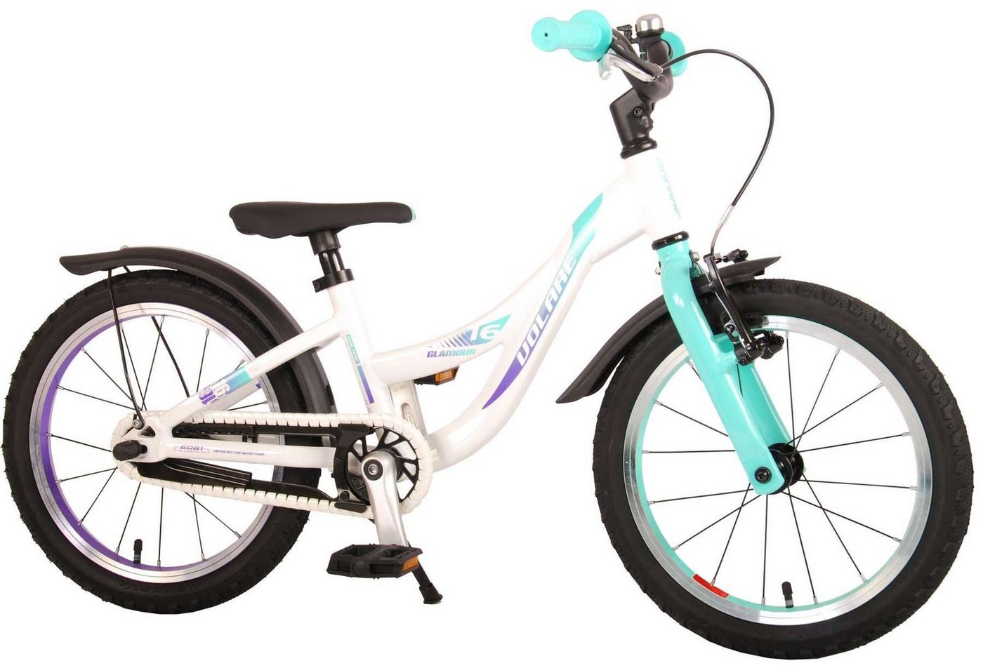 TPFSports Kinderfahrrad Volare Glamour 16 Zoll mit Rücktritt + Handbremse, 1 Gang, (Mädchen Fahrrad - Rutschfeste Sicherheitsgriffe), Kinder Fahrrad 16 Zoll mit Stützräder Laufrad Mädchen Kinderrad von TPFSports