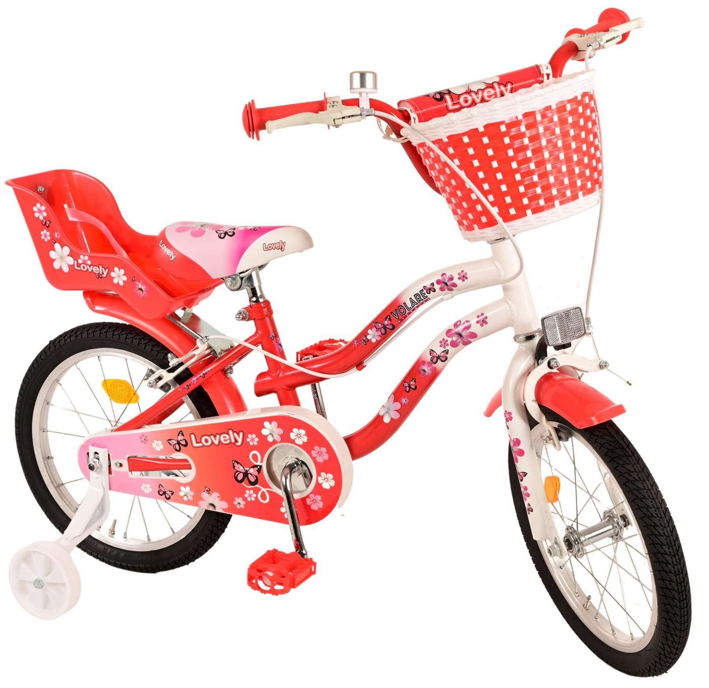 TPFSports Kinderfahrrad Volare Lovely mit 2 Handbremsen, 1 Gang, (Mädchen Fahrrad - Rutschfeste Sicherheitsgriffe), Kinder Fahrrad 16 Zoll mit Stützräder Laufrad Mädchen Kinderrad von TPFSports