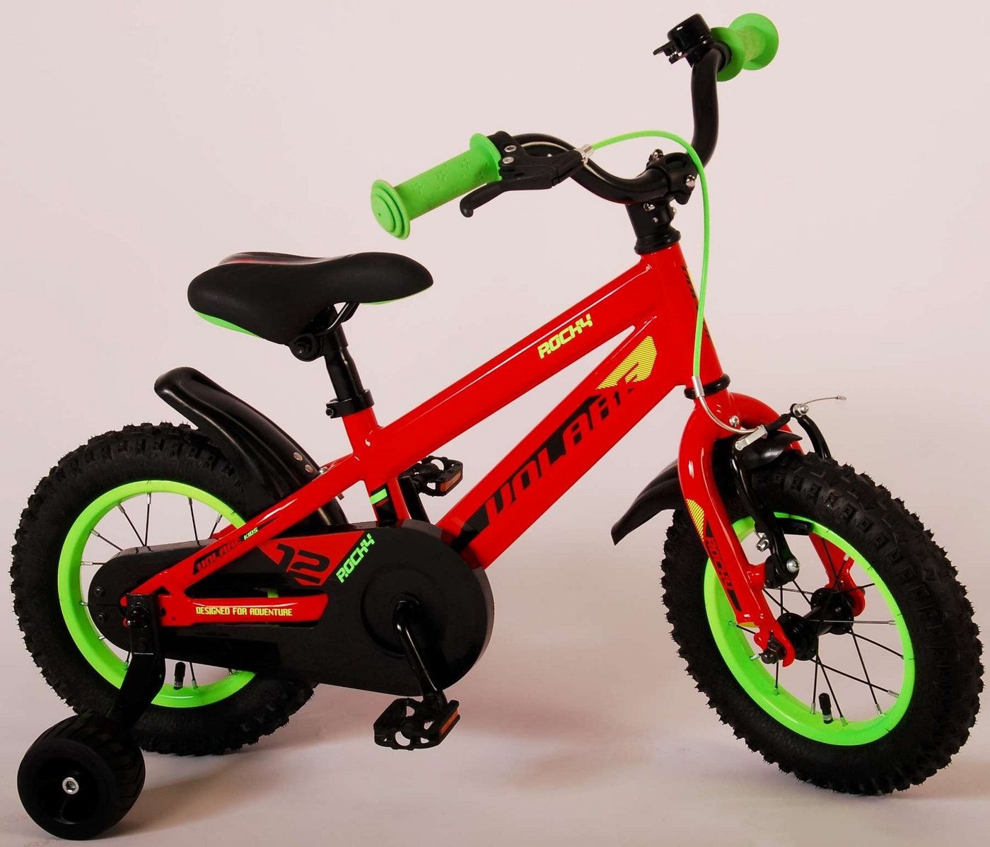 TPFSports Kinderfahrrad Volare Rocky 12 Zoll Rücktritt und Handbremse, 1 Gang, (Jungs Fahrrad - Rutschfeste Sicherheitsgriffe), Kinder Fahrrad 12 Zoll mit Stützräder und Klingel - Rot von TPFSports