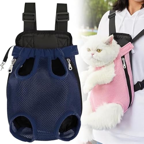 TPPDZYLEKZ Furry Pawsy Carrier,[NEU] Furry Pawsy Katzenrucksack, Haustier-Reisetrage, Hundekatzen-Rucksackträger zum Wandern, Radfahren, Bequeme Schultergurte, verstellbar,S,Dark Blue von TPPDZYLEKZ