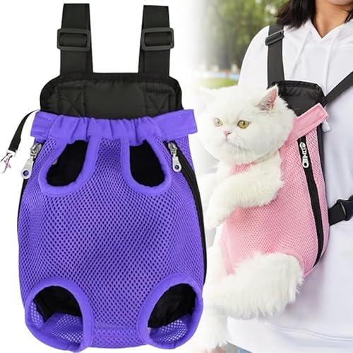 TPPDZYLEKZ Furry Pawsy Carrier,[NEU] Furry Pawsy Katzenrucksack, Haustier-Reisetrage, Hundekatzen-Rucksackträger zum Wandern, Radfahren, Bequeme Schultergurte, verstellbar,XL,Purple von TPPDZYLEKZ