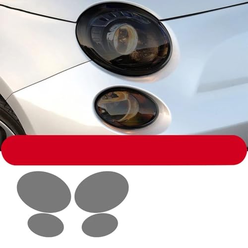 TQABADQ Auto Scheinwerfer Schutzfolie Scheinwerfer Restaurierung Transparent Schwarz TPU Aufkleber, Für FIAT 500 Abarth 2013-2020 Zubehör von TQABADQ